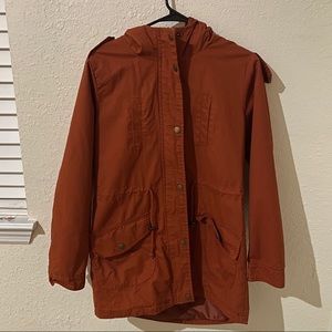 📦 NWOT Lightweight Burnt Orange Fall Button Up & Zipper Jacket with Hood